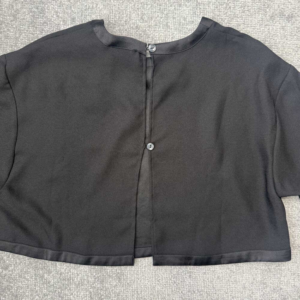Solid & Striped Shirt Womens Small Black Short Sleeve Crop Top Satin Trim - Picture 6 of 6
